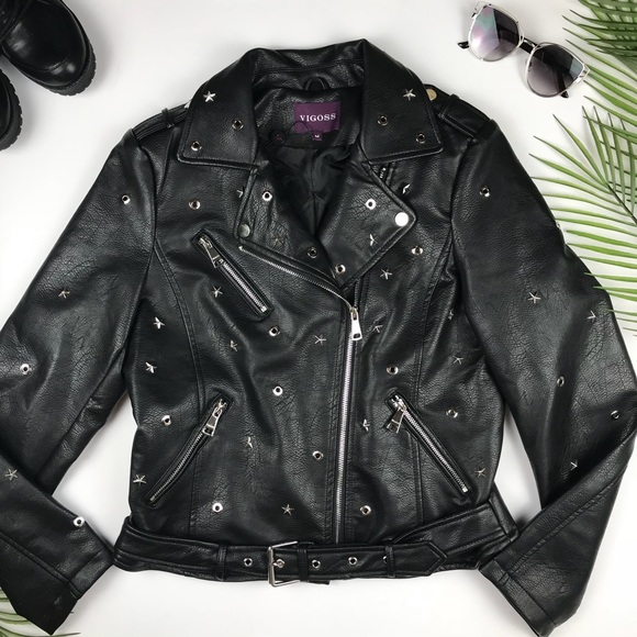 vigoss studded leather jacket